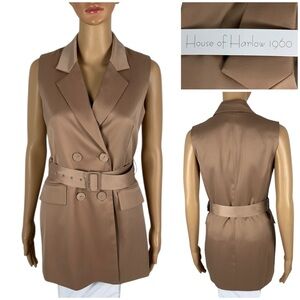 House Of Harlow 1960 Womens XS Sleeveless Jacket Belted Tan Casual Brown NWT